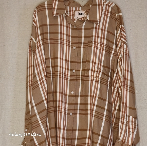 SO Brown Plaid Shirt size 2xl - Picture 2 of 10